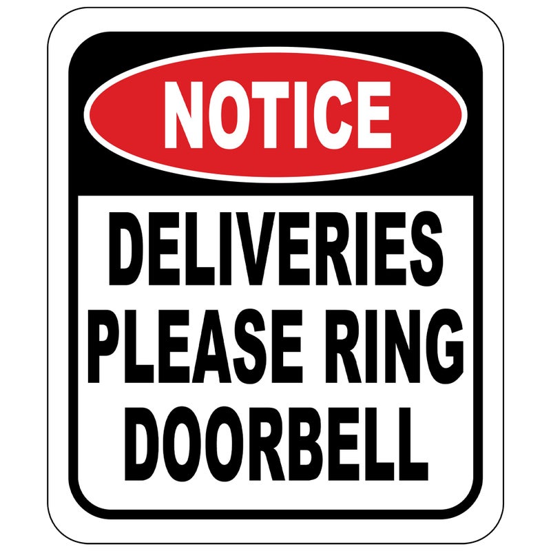 Work House Signs Notice Deliveries Please Ring Doorbell Aluminum Composite Sign -8.5"x10" Delivery Instructions for My Packages - Indoor Outdoor Aluminum Composite - Image 1